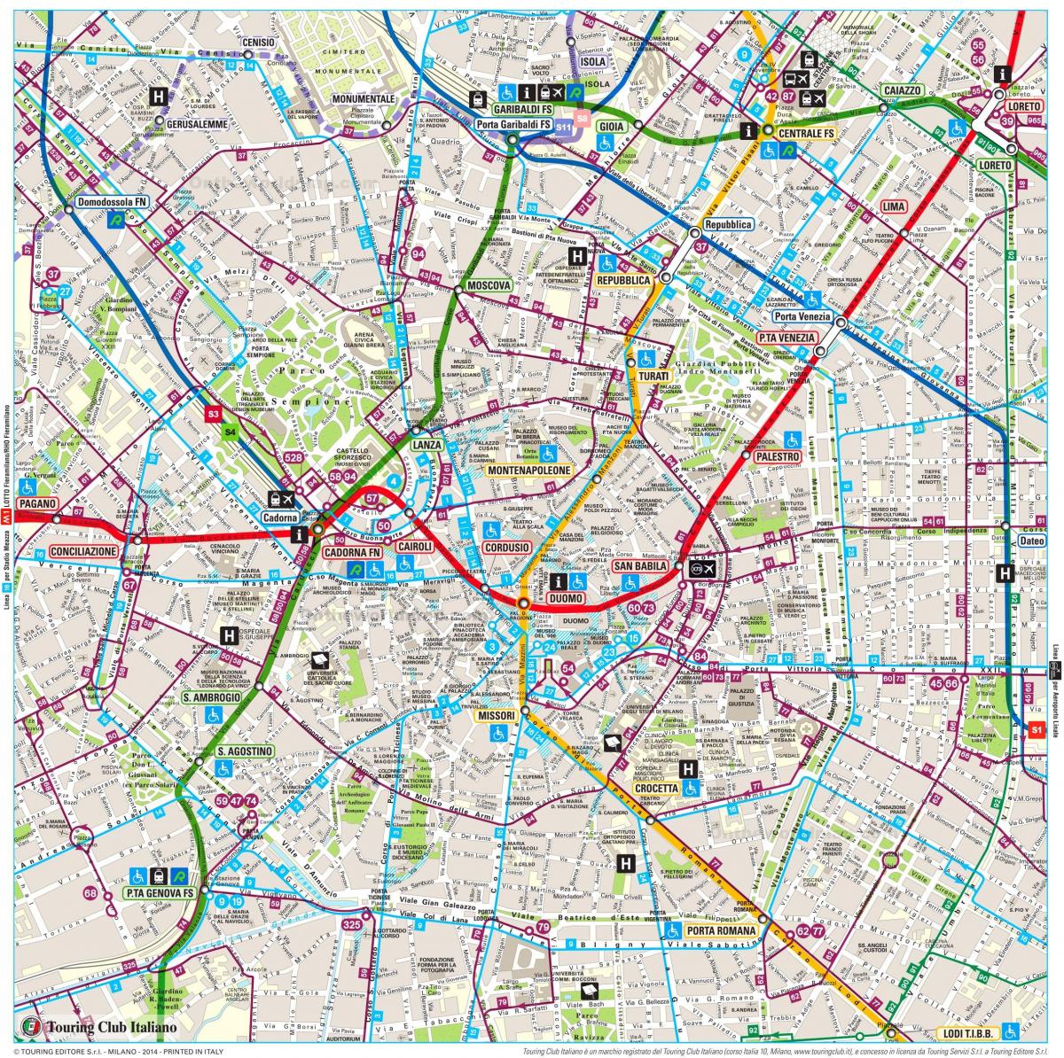 Mappa delle strade di Milano
