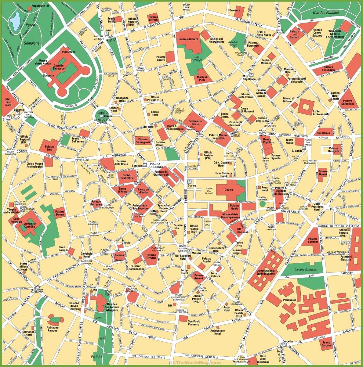 Mappa del centro di Milano