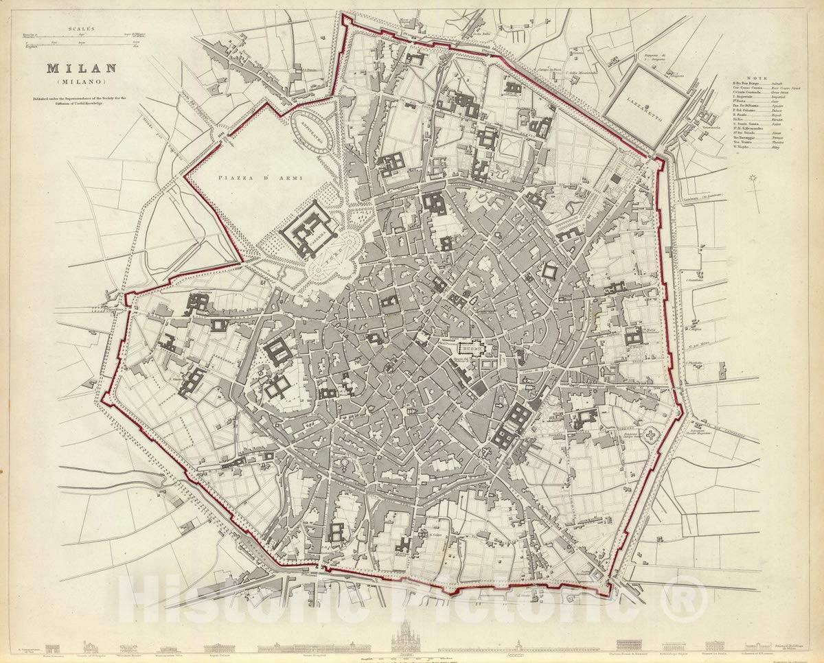Mappa storica di Milano